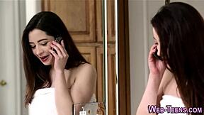 Petite Teen 18+ Babe Tastes Her Lesbian Partner's Small Tits While Kissing And Licking Her Ass In High Definition