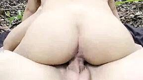 Teen Sophia fucked doggystyle in public forest after university escape