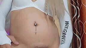 Transsexual White Beauty Strokes Hard Cock with Passion