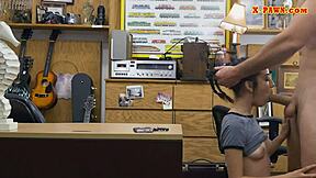 Very slim teen gets a special deal from the pawnshop owner