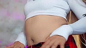 Transsexual White Beauty Strokes Hard Cock with Passion