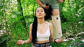 Freeuse Jerking On Ponytail Brunette During Her Meditation - Huge Free Use Facial