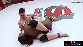 Butch Dyke Wrestles and Strapon Fucks Ebony Lesbian