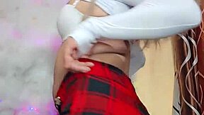 Transsexual White Beauty Strokes Hard Cock with Passion