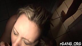 two girls get group fucked in contest with cumshots