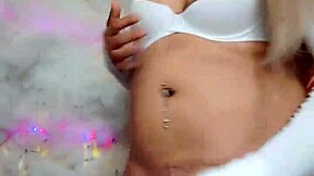 Transsexual White Beauty Strokes Hard Cock with Passion