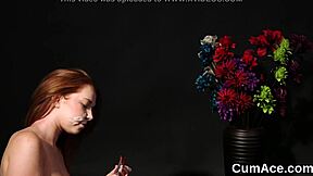 sexy centerfold eats cumshot load