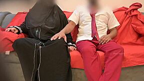 Muslim lady teacher plays with student dick