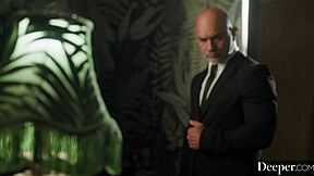 bratty submissive emma rosie blindfolded, cuffed, and fucked in the ass