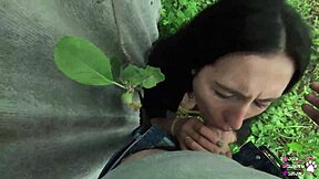 Wow! Neighbor's Wife Sucks Me Near the Fence!