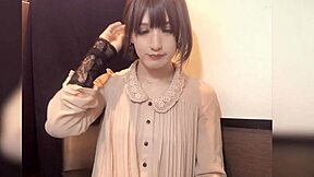 beautiful asian ladyboy in crossdressing teases nipples during quiet masturbation