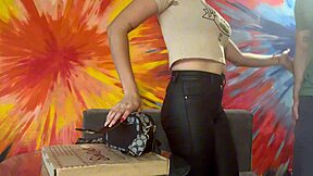 Hot latina rides white pizza delivery guy