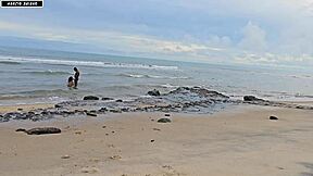 hey, ya won’t believe how this playful day turned into wild banging with a hot african threesome on a busy beach!