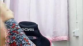 Blonde slut toys her ass with buttplug