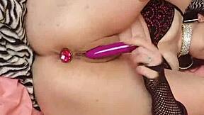 Hidden candid of chubby sandra masturbating her fat ass with new princess butt plug toys