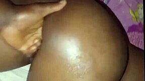 Amateur teen african girl swallows fingers in wet pussy fingering and homemade fucking