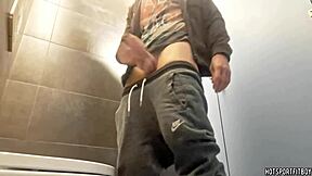 i saw a muscular bodybuilder masturbating in the public bathroom