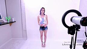 Shy model with purple hair gets fucked at a modeling audition!