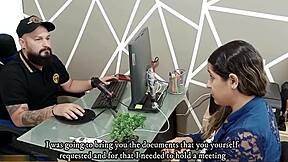 latina gives boss oral to keep job, he cums in mouth