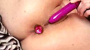 Hidden candid of chubby sandra masturbating her fat ass with new princess butt plug toys