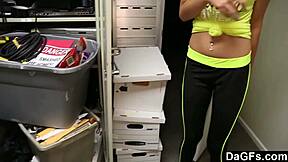 Cute brunette teen rides a hard cock with small tits in amateur hardcore