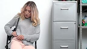 Busted teen exploited by the lost prevention officer in office missionary and cowgirl riding