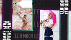 cheerleaders share party fun with coach