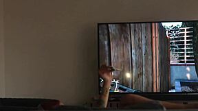 Ebony britanny finds friend jerking off