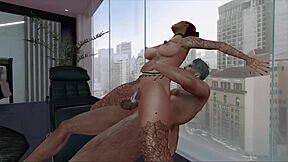 A flat with a view of redhead licking pussy