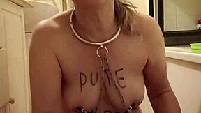 Homemade Slave SPANKED and BONDED with BELT in Public