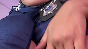 Latina In Military Costume Masturbates, Begging To Cover Her Natural Tits With Cum