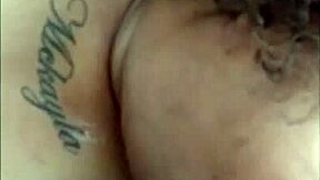 Intense sloppy action with ebony bbw miss mop mouth upsidedown.