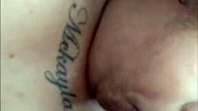 Intense sloppy action with ebony bbw miss mop mouth upsidedown.