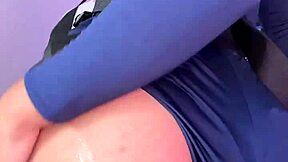 Latina In Military Costume Masturbates, Begging To Cover Her Natural Tits With Cum