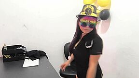 The Hot Office Worker Prepares An Anal Plug To Play With Her Horny Buttocks