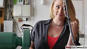 Slut Babe Flirts with Coworker Then Deepthroats and Fucks Him at the Office