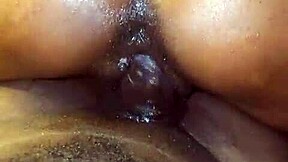 Sweet huge swollen pussy gets ripped clothes and creampie dripping wet