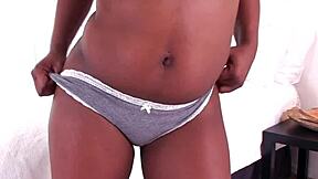 Ebony girl sucks big white dick deepthroat and swallows cum