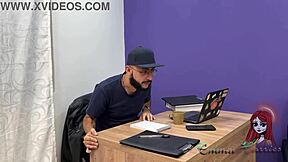 Brunette Slut Rides Boss's Big Cock For Early Exit