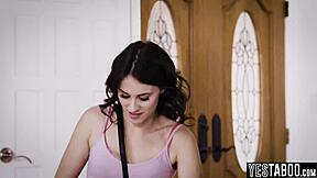 Angry milf and teen stepsis fight turns into fingering and tribbing lesbian sex