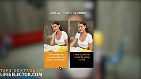 Horny Emo Student Sybil Demonstrates Pussy Anatomy in Interactive Missionary and Doggystyle with Cock