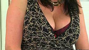 Britain’s finest granny flaunts stockings heels and big tits