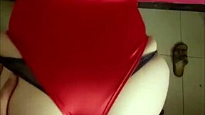 french milf in satin fucks pussy doggystyle