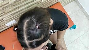 Stepsister licks balls in intense blowjob and I cum on her!