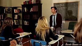 Teen beauty rides stepbrother's hard cock.