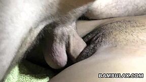 ebony girlfriend gettin fucked by big white cock, oops creampie!