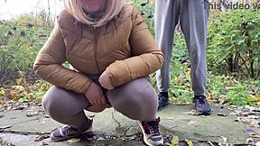 Curvy Milf in Leggings Pisses Outdoors Next to Me - So Kinky