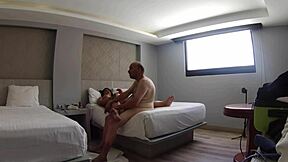 Latina with Huge Boobs and Big Ass Teases Big Fat Guy in Titty Fuck