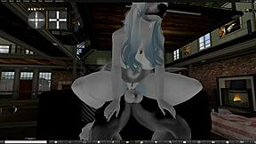 Bull riding fun in anime style