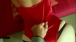 french milf in satin fucks pussy doggystyle